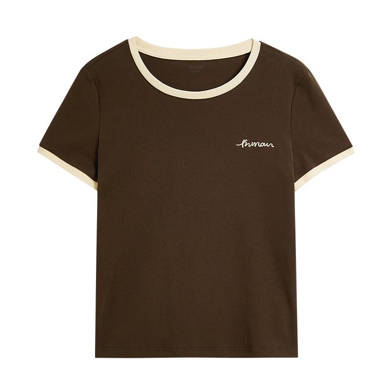 INMAN Простая контрастная вышитая футболка с круглым вырезом S