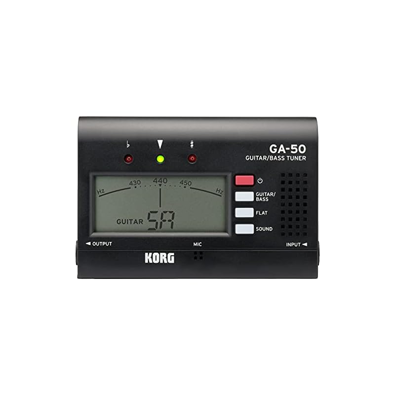 KORG GA-50 Guitar/Bass Tuner, Ideal for Personal Practice, with Output, Supports Multi-String Guitars and Basses, Flat Tuning, and Long Scale Tuning,