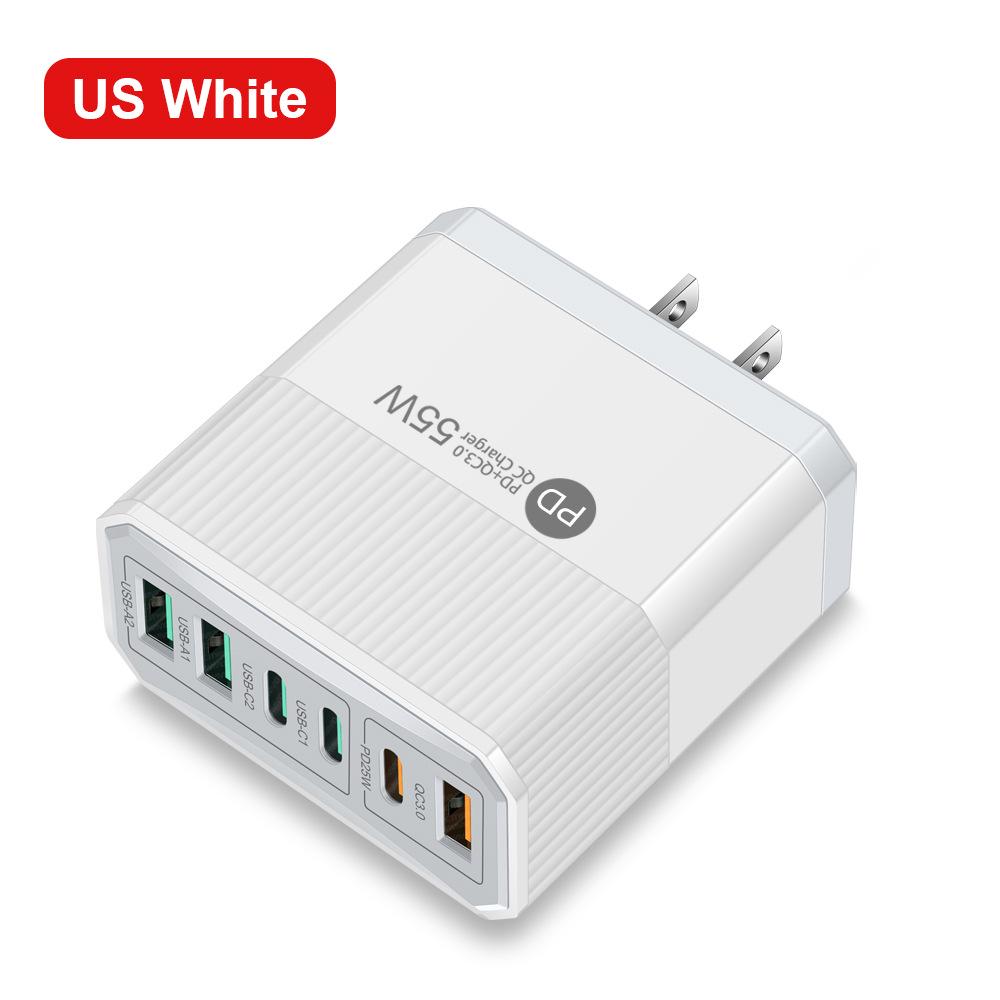 PD55W Multi-Port Fast Charger with QC3.0 for EU, US, UK Standards