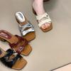 Small Heel With Sandals Slippers Women'S Summer Wear Low Soft-Soled Sandals Bow French Skirt