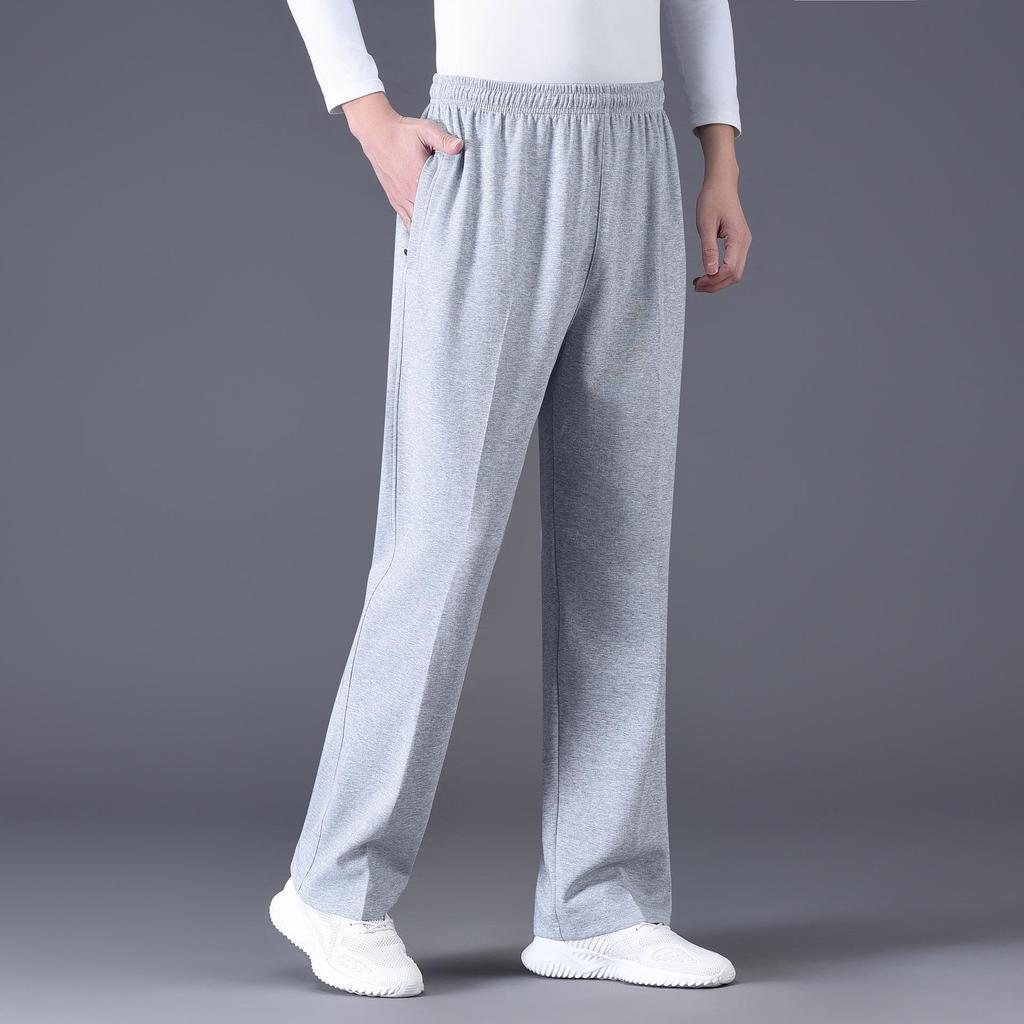 Men's Plus Size Loose Fit Sports Pants - Winter Velvet, Straight Cut, Casual Wear