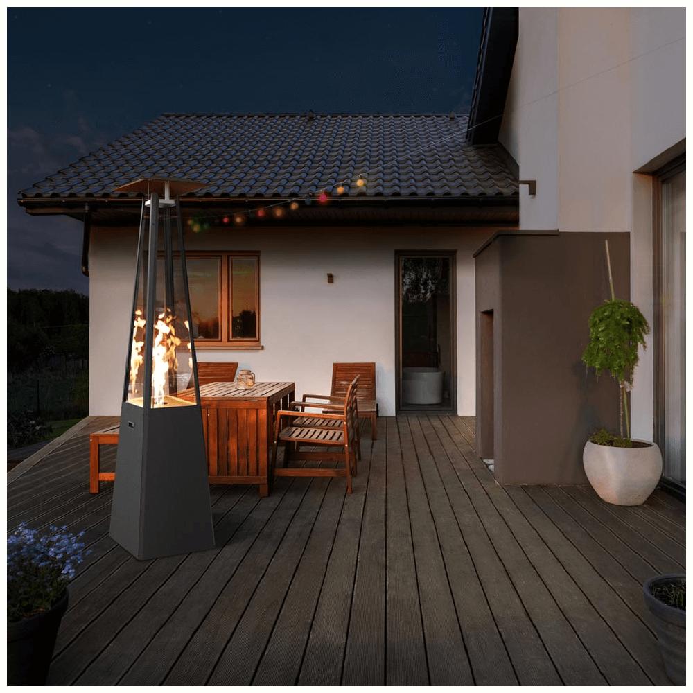 Outdoor Gas Heater Umbrella Steel Black 12 kW Set