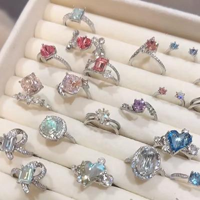 Zircon Love Open Ring Light Luxury High Sense Index Finger Ring Personality Niche Internet Celebrity Ring Fashion Jewelry