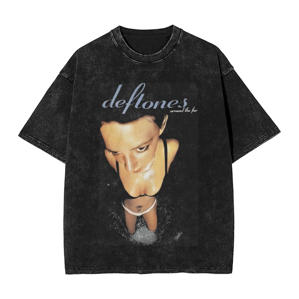 New Arrival Mens Clothes Ohms White Pony Deftones Rock Band Washed Short Sleeved Round Neck Y2k Tshirt Men Clothing Camisetas