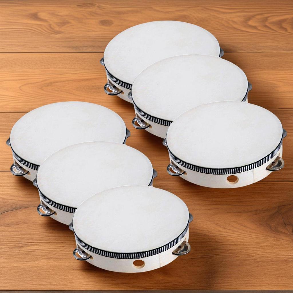 Small Tambourine 6 Inch Hand Held Drum Tambourine 6 Pieces Percussion Musical Instrument Educational Drum for Game Yoga Dance