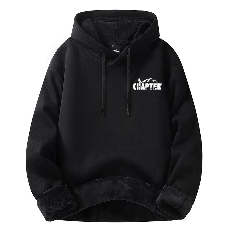 Black padded hooded sweater men's autumn and winter new cotton couple models thickened loose top coat