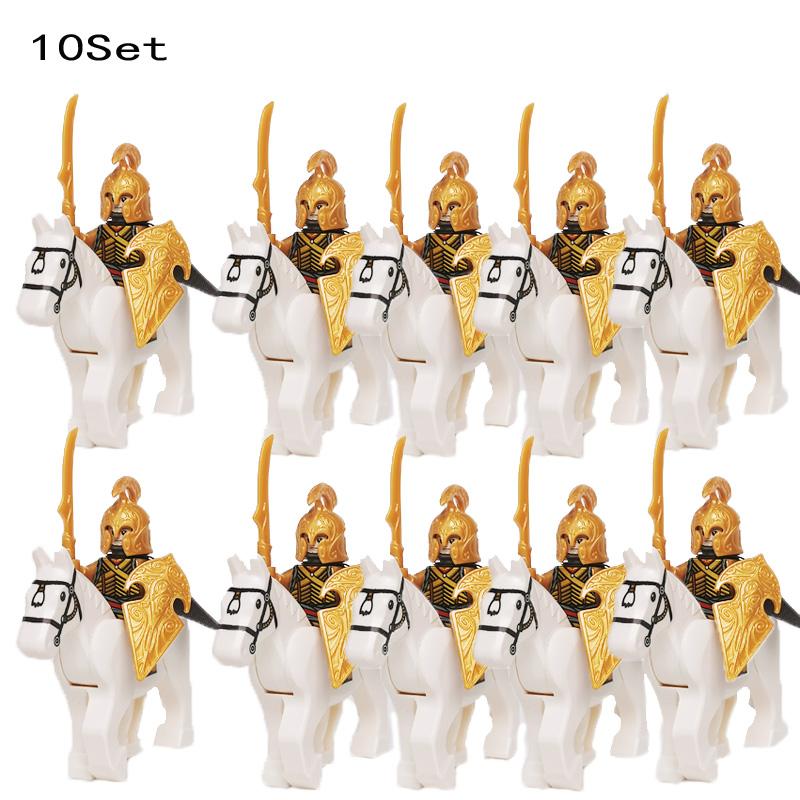 10 Sets Gondor Knight LOTR 9471 Fountain Guard & Castle Roman Solider Black Falcon With Horse Figure Building Block Kids TOYS