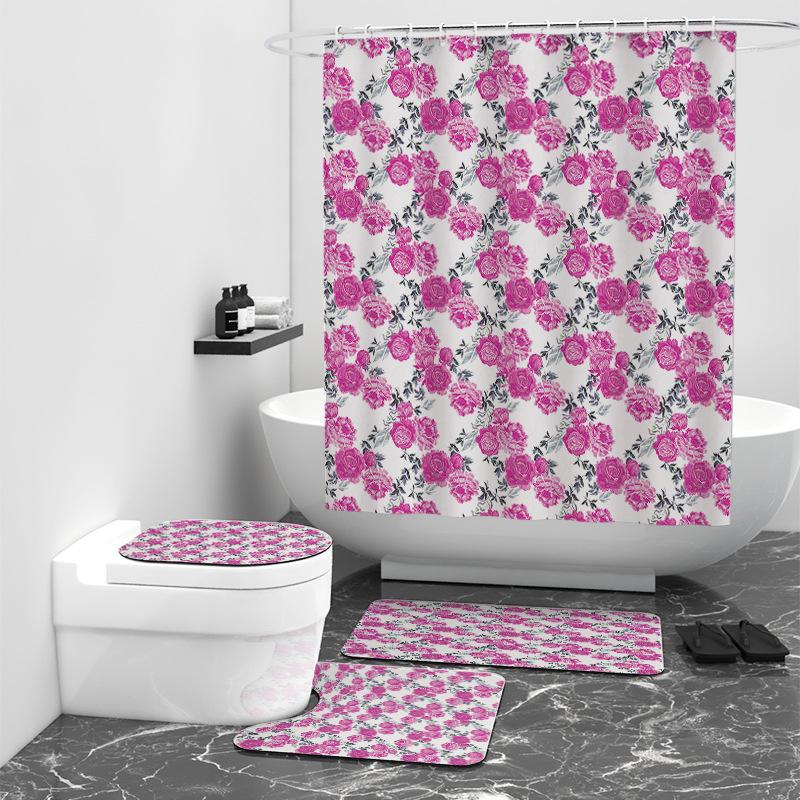 

Занавеска для душа с цифровой печатью в виде цветка розы, занавеска для ванной комнаты из водонепроницаемой ткани, занавеска для душа W90cm*L180cm