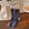 Japanese Sweet Ballet-Style Bow Socks for Women–Designer Double Ribbed Cuff with Flared Hem,Spring/Fall Versatile Stacking Socks
