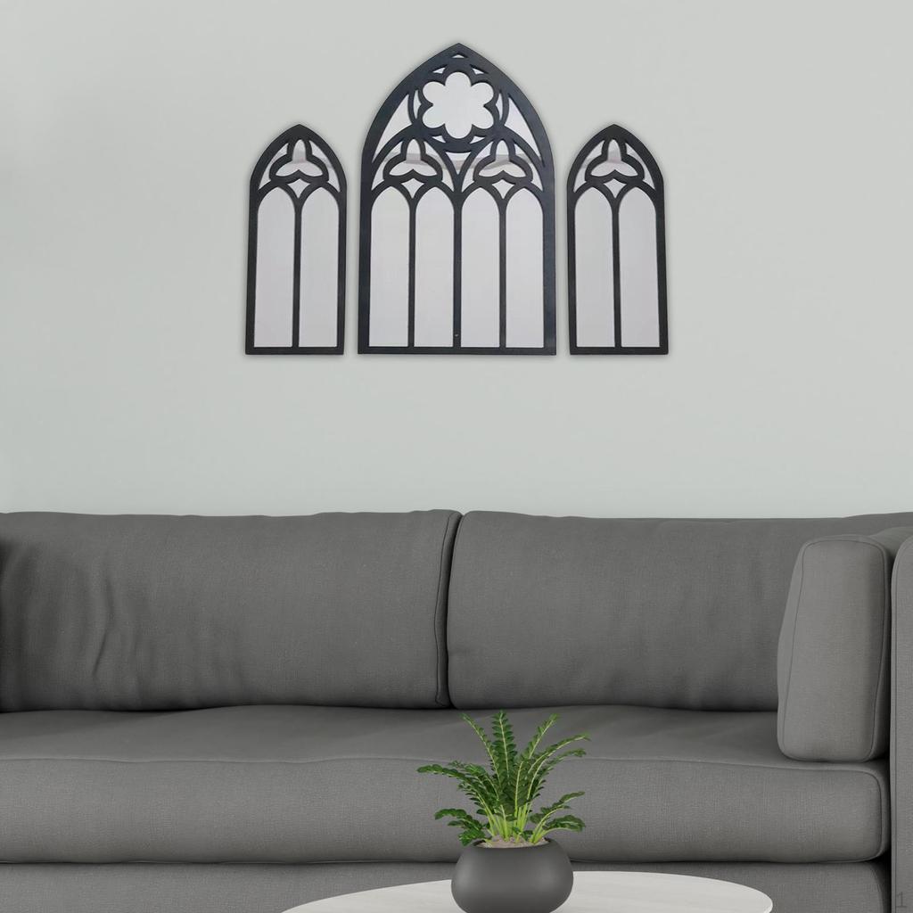 3 Pieces Gothic Mirrors Wall Decor,Decorative Arched Mirrors,Vanity Mirror Tiny for
