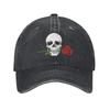 Custom Fashion Rose Skull Baseball Cap for Men Women Adjustable Unisex Cotton Dad Hat