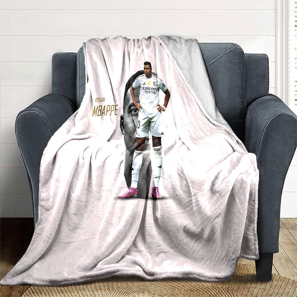 Star Player Kylian Mbappé Blanket Durable Comfort Perfect for Chair Picnics Office for All Occasions Playful Design