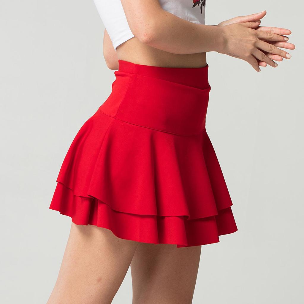 Spring High Waist Solid Double Layer Mini Cake Skirt Summer Party Streetwear Plus Size M-4Xl