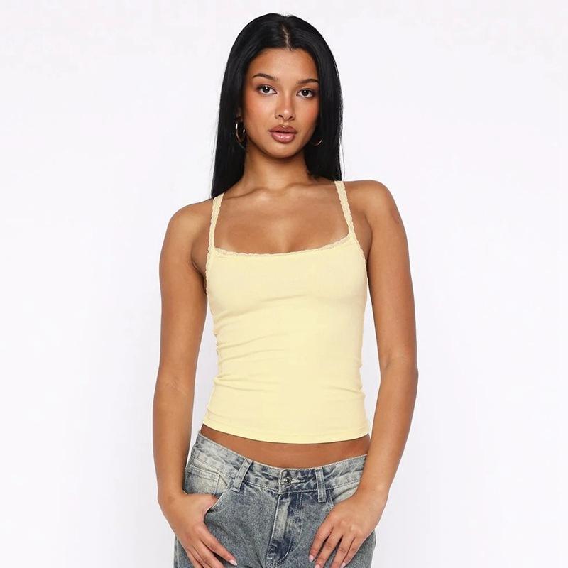 European and American Ins Style Women's Clothing Lace Edge Splicing Sexy Spice Girl Style Undershirt Slim Suspender Small Vest