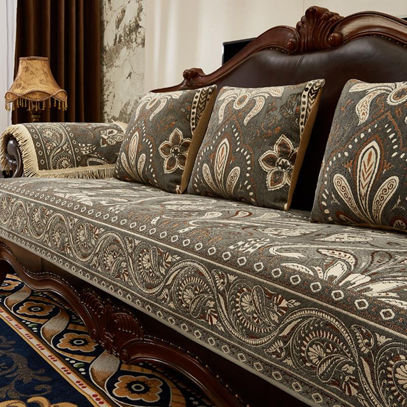 

Американська Розкішна Нековзна Подушка на Диван Європейська Міцна Вишита Тканина для Чохла на Диван Легка Розкіш Підходить для Всіх Сезонів 90x70cm сірий