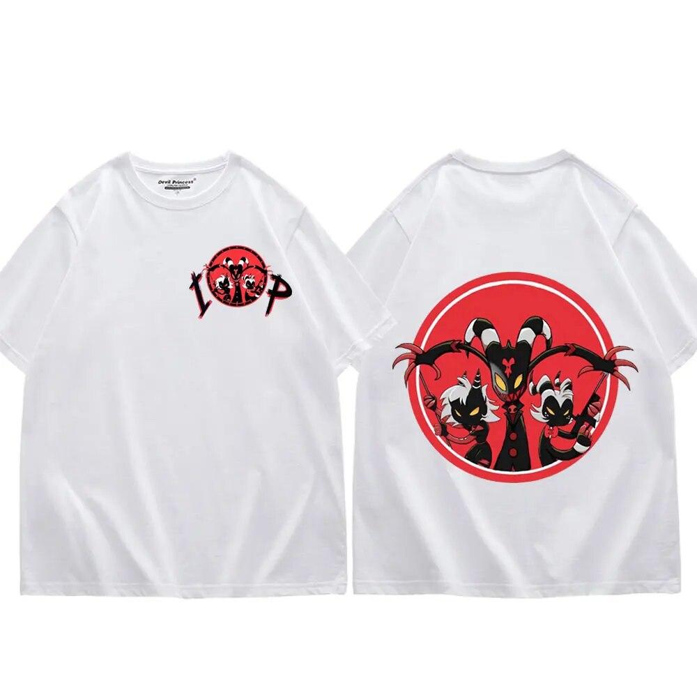 Trend Anime Helluva Boss Print T Shirts Unisex Women Fashion Cartoon Short Sleeve T Shirt Summer Casual Pure Cotton Loose T-shirt