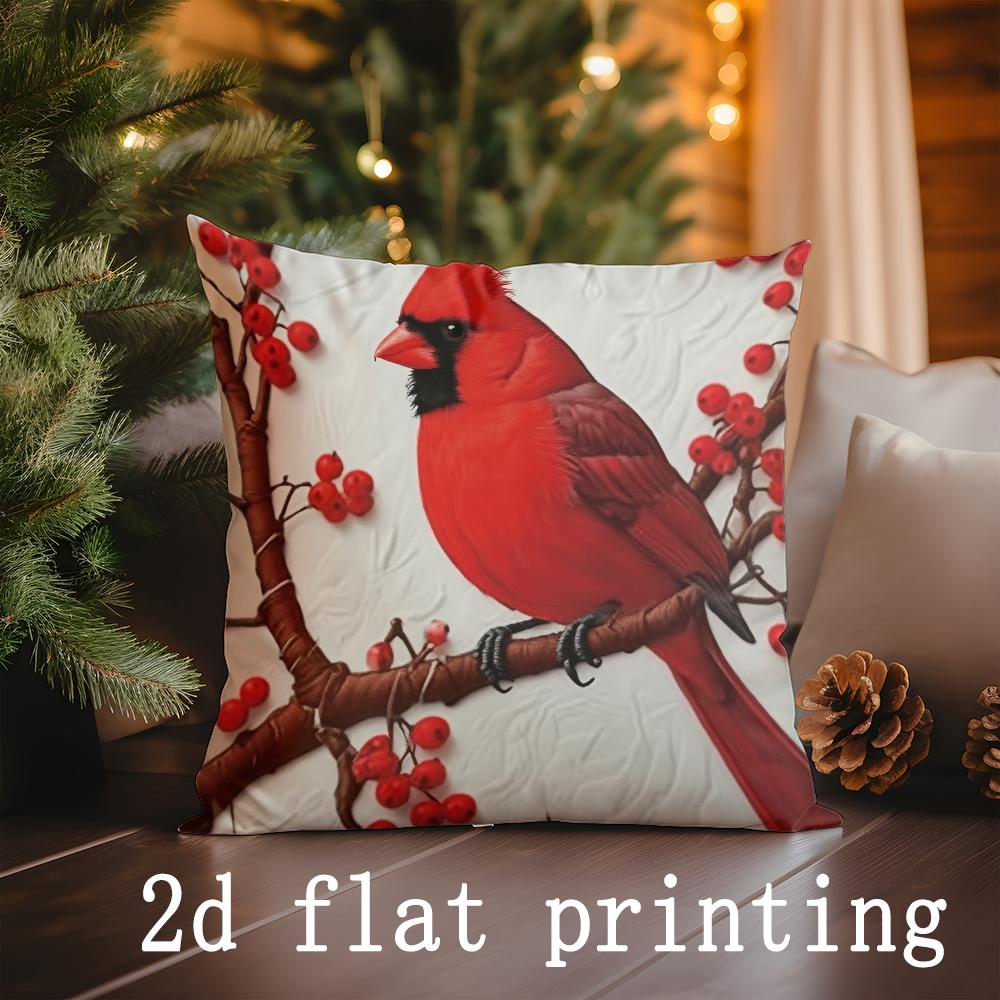 Home Decor Christmas Cardinals Pillow Covers for Home Decor Pattern Cushion Cover Suitable for Sofa Bedroom Car Pillow Cover