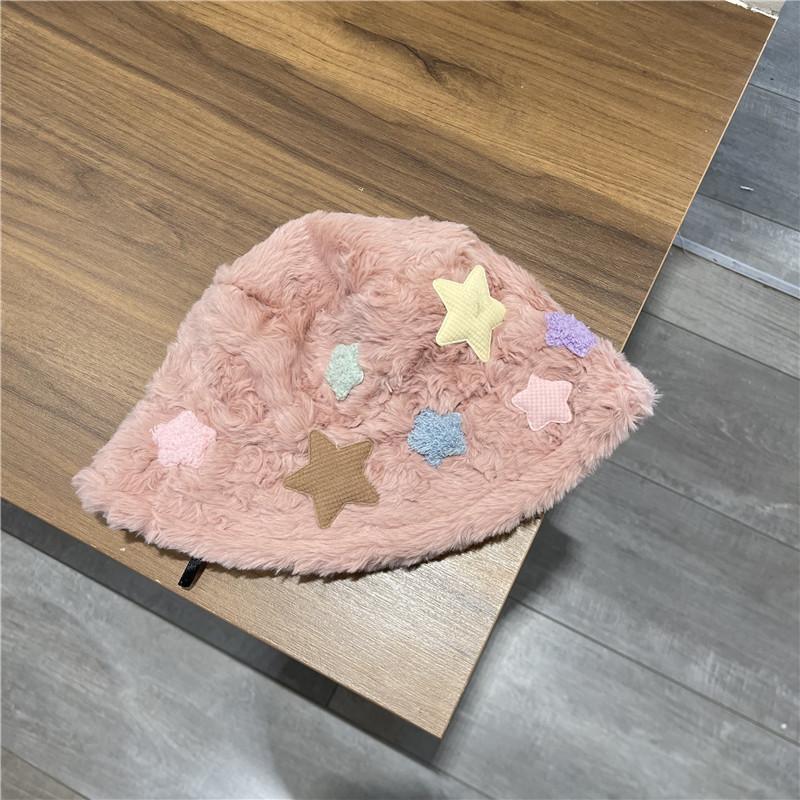 Stars Fisherman Fluffy Hat Autumn And Winter Sweet And Lovely Lamb Wool Warm Hat