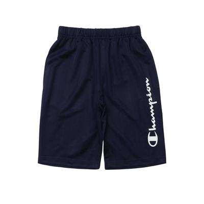 Shorts Basic Sports Bleu Marine Enfant à Maille Ombrée avec Logo Script et Imprimé Caoutchouc à Séchage Rapide CK-BS503