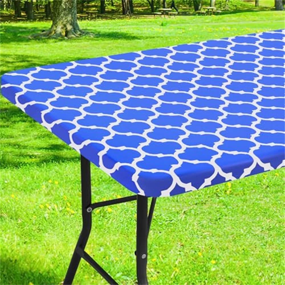 

1PC 72x30in Elastic Fitted Tablecloth Oil-proof Wipeable Table Cover for Party Decoration Picnic Camping Outdoor Manteles 30x72in синий