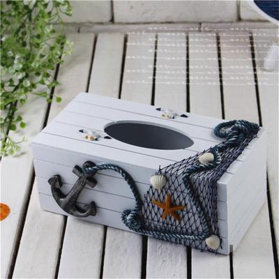 Storage Box 24cm Decorative Creative Wooden Marine Restaurant Storage Organizer Napkin Holder Wood Board Mediterranean-style