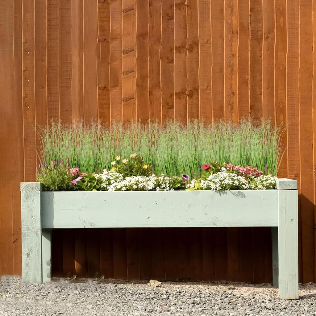 Artificial Grass Plants, 10 Pcs Fake Tall Grass, Outdoor Artificial Plants, Fake Green GrassPlant Decor Faux Wheat Greenery Tall Green Planters Stems