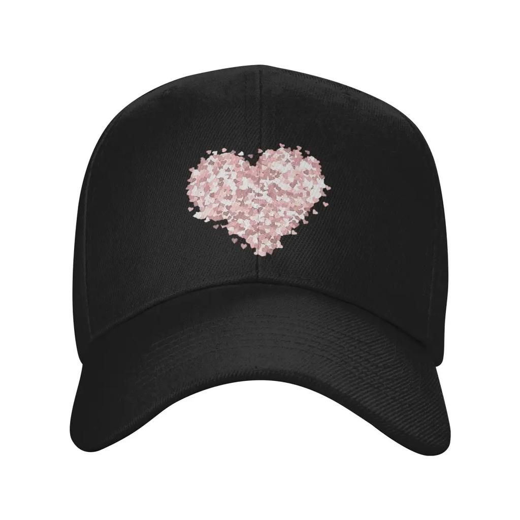 Pink Glitter Heart Baseball Cap Adjustable Cotton Casual Printed Unisex Adult Baseball Hat