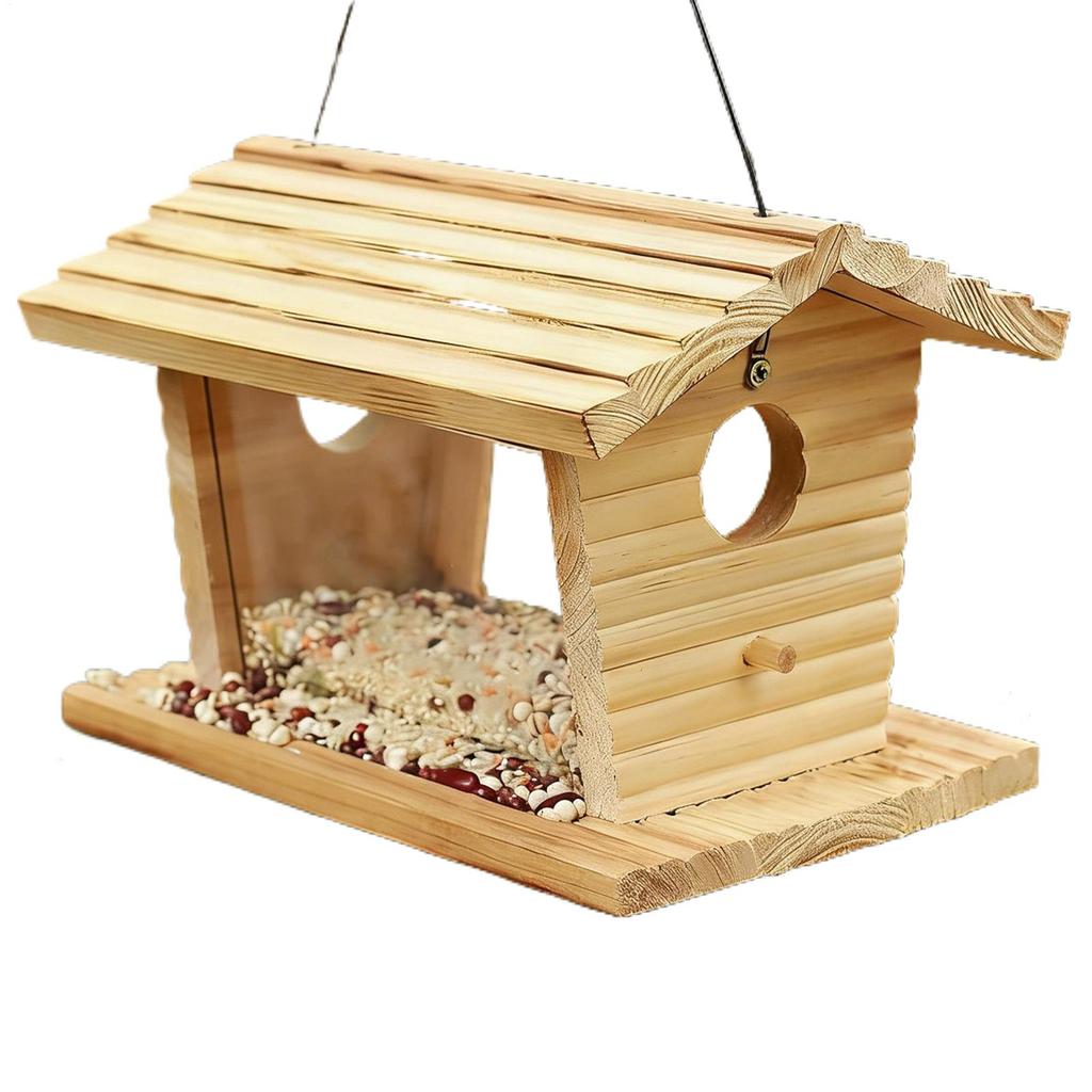 Wildvogelfutterspender Holz Eichhörnchensicher Wetterfest Hausvögel Futterspender Outdoor Dekoration für Garten Terrasse Veranda Weg Hof