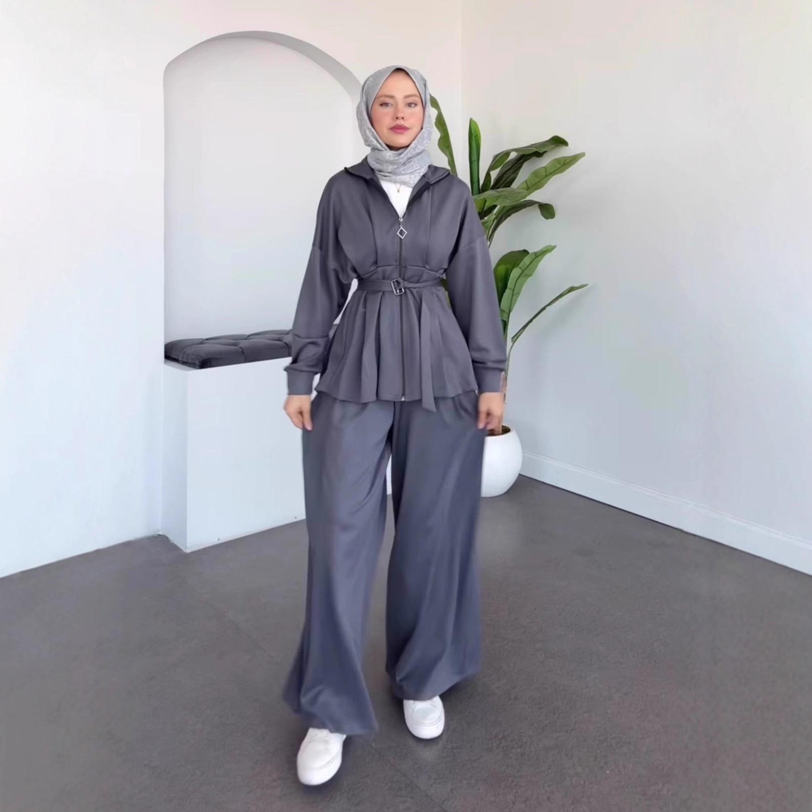 

2025 Autumn Women s Solid Color Long-Sleeve Top and Casual Fashion Set Double Extra Large шифер сірий колір