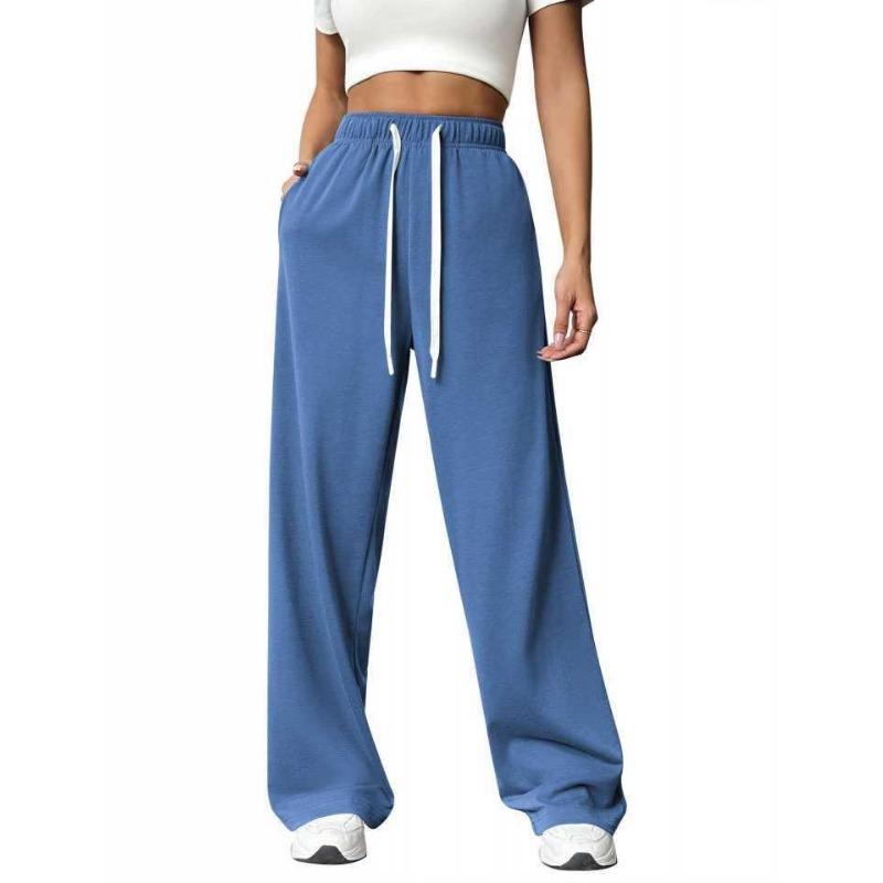 Dames Hoge Taille Trekkoord Zak Los Wijde Pijp Casual Sport Trainingsbroek