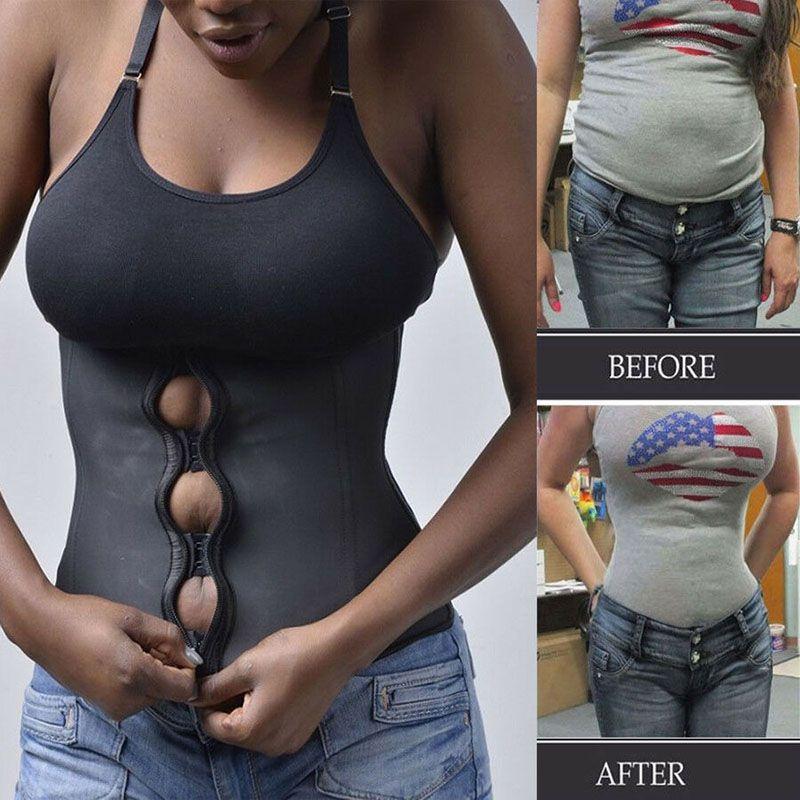 Body Shaper Corset Neoprene Waist Trainer Underbust Zipper Slimming Cincher