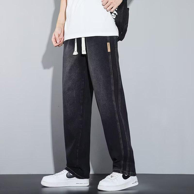 Men's Trendy Distressed Wide-Leg Jeans - Casual All-Match Straight Loose Fit for Spring and Autumn