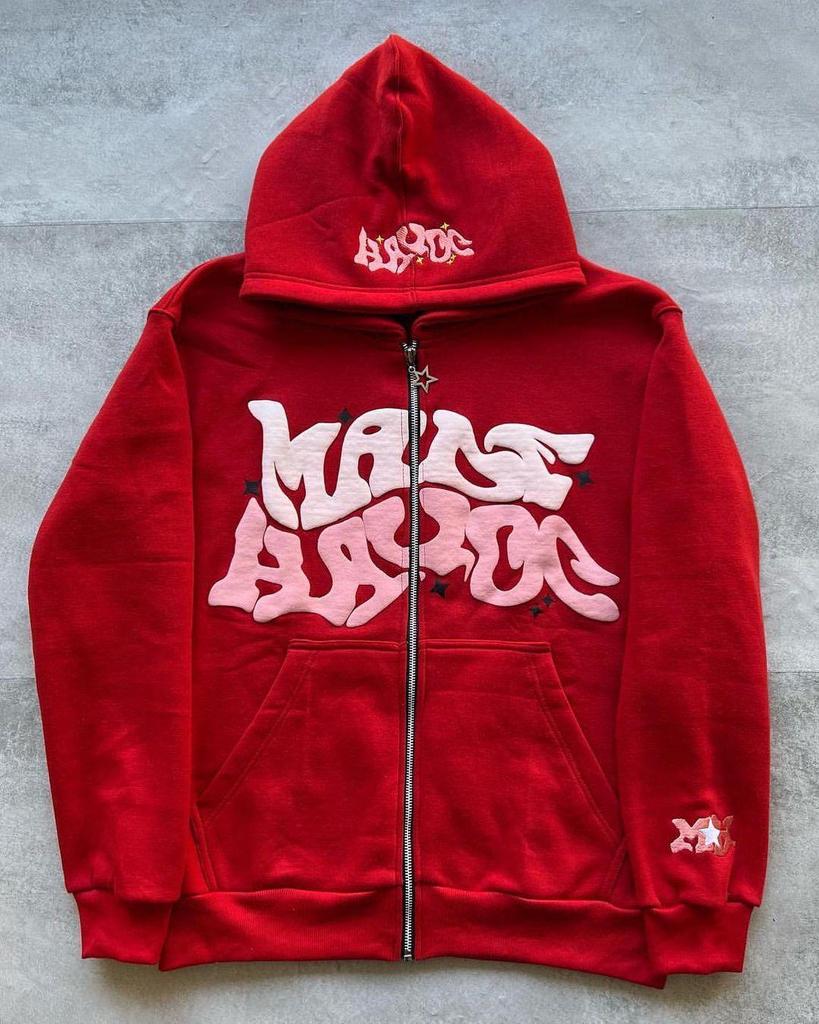 1121 Puff Letter Zip-Up Hoodie