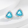 Sterling Silver Jewelry Set Shiny Blue Zircon Zircon Women Necklace Earrings Ring Birthday Party Jewelry Set Gift