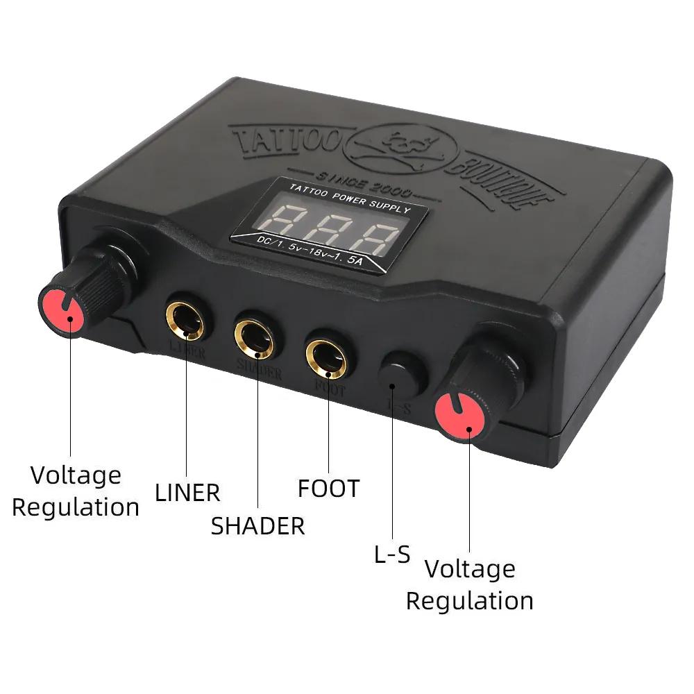 Mini-Tattoo-Netzteil-Set, schwarz, Fußschalter-Pedal-Set, ABS-Kunststoff, rutschfest, langlebig, stark, tragbar, 1,5 m Clip-Kabel