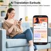 Wireless BT 5.4 Earbuds with AI Translation, Low Latency Gaming Headphones, Waterproof Sports Headset, Touch Control,