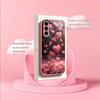 Pink heart-shaped metallic paint glass phone case suitable for Samsung Galaxy S26 S25 S24 S22 S21 S20 FE/Ultra/Plus anti drop