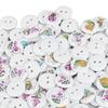 100pcs Mixed Printed Wooden Buttons 2 Holes Round Buttons Decorative Buttons  For DIY Crafts