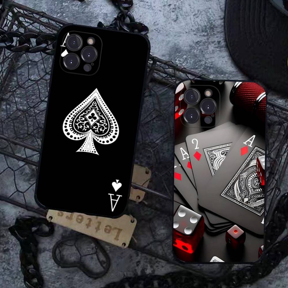Poker Pattern Game Soft Back Phone Cover Case For IPhone 17 16 Pro Max 15 12 11 16e 13 Mini 14 15 Plus