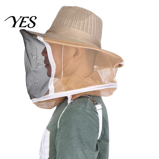 Adjustable Beekeeping Hat with Veil, Straps Wide Brim Full Mesh Visor Apiary And Veil Protection Bee for Face Neck Protection, Comfortable Fit