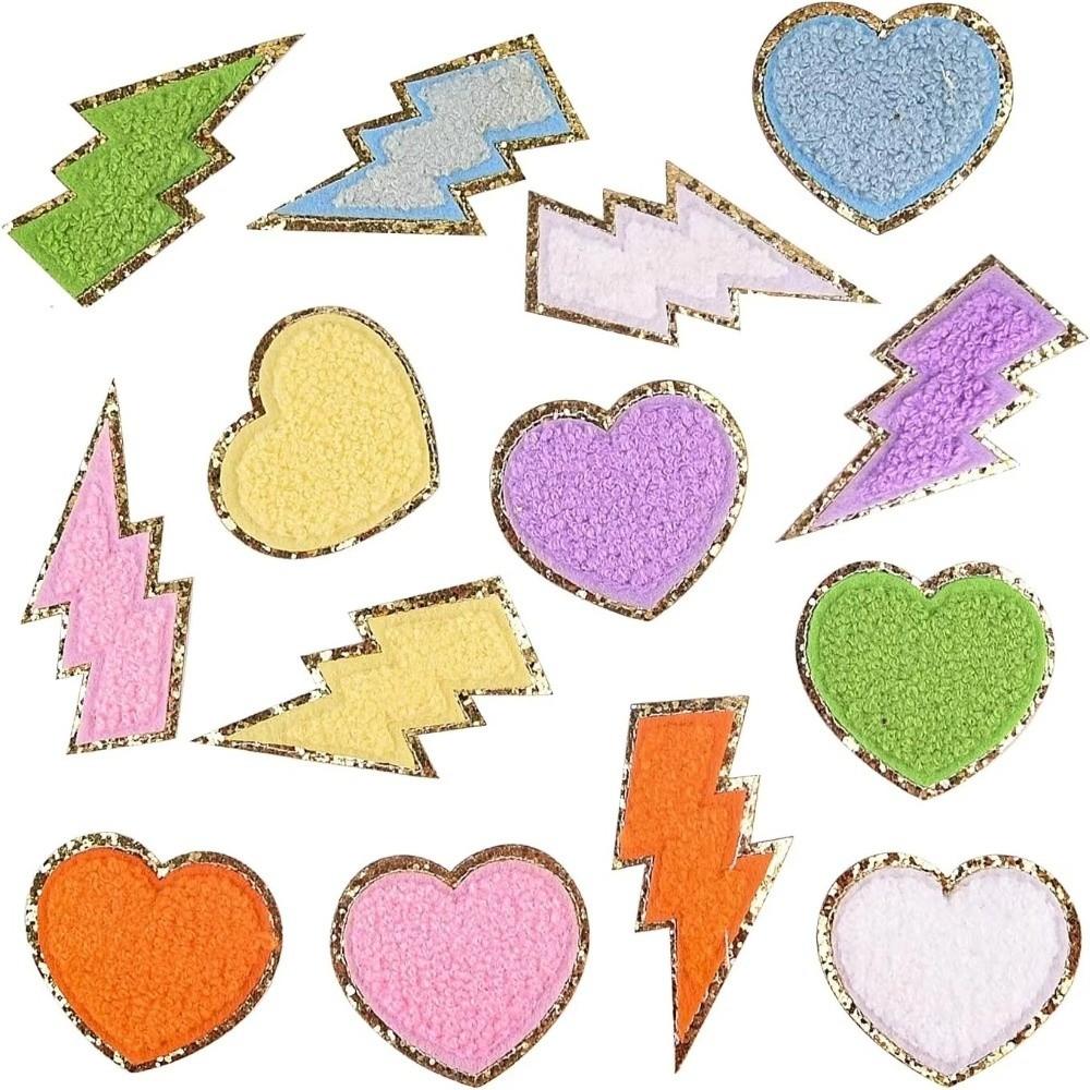 Colorful Patch Repair Rainbow Chenille Alphabet Letter Patches Star Shape Waterproof Sewing Fabric Sticker