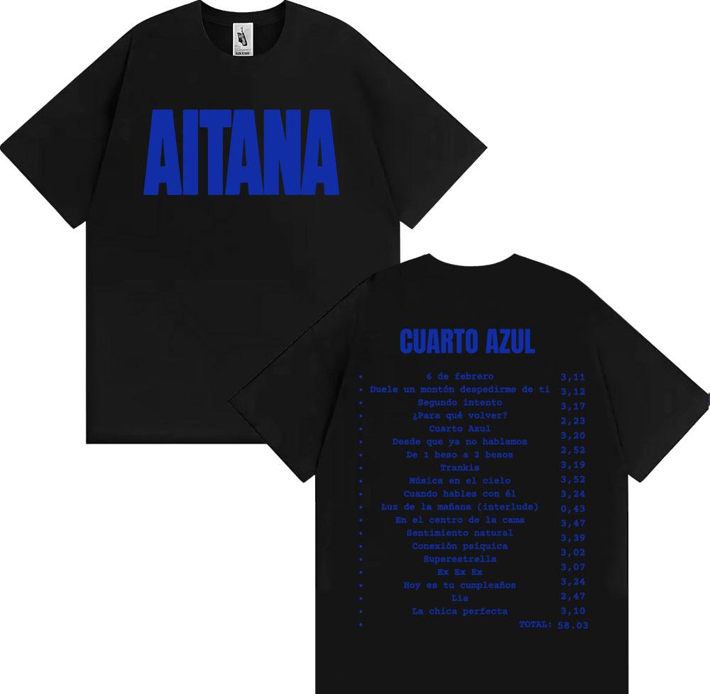 Aitana Cuarto Azul Wdrld Tour 2026 Merch T Shirt Unisex Women Clothing Aesthetic Fashion Tshirts High Quality ONeck Loose Tshirt