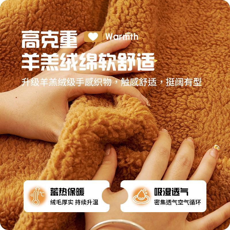 Non-Slip Leather Sofa Cover, Shearling Sofa Cushion, Thickened Fleece Seat Pad for Fall and Winter, Luxury-Style Cover Cloth