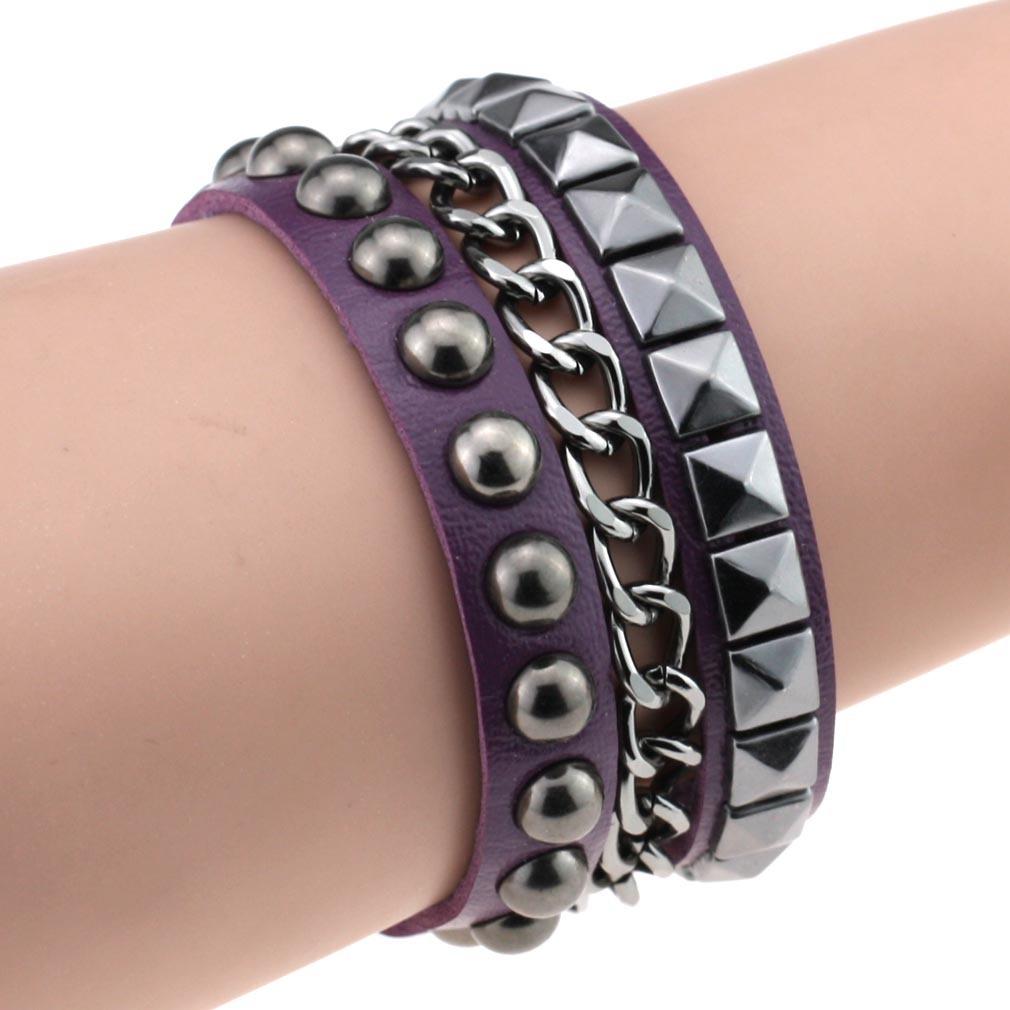 Punk Zeug Leder Nietarmband Männer Frauen Kettenmanschetten Armband Goth Schmuck Cosplay Emo Gothic Accessoires