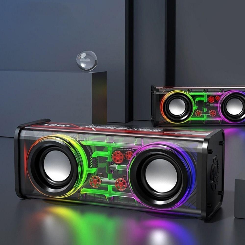 Bluetooth 5.0 V8 Transparent Mecha Speakers 1800mAh Battery Mini Party Loudspeaker Outdoor