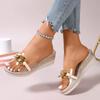 Fashion 2024 Brand Women's Shoes Plus Size Women's Slippers Fashion Metal Decoration Daily Slippers Women New Peep Toe Wedge Slippers