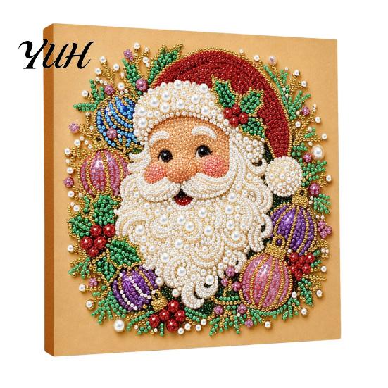 Christmas Craft Supplies for Beginners Faux Pearl Art Kit, DIY Santa Tree Painting Creative Home Decorations 3D Holiday Wall Decor Kit Adults,