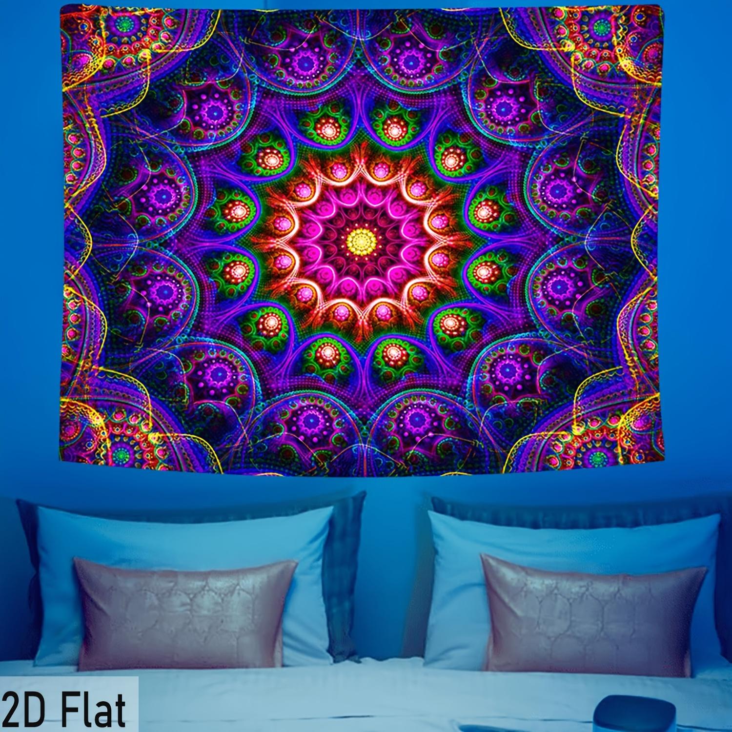 

VIKAMA Vibrant Mandala Tapestry with Psychedelic Geometric Patterns for Bedroom Living Room Decor Aesthetic Edgy Wall Art 74x94cm(29x37in)