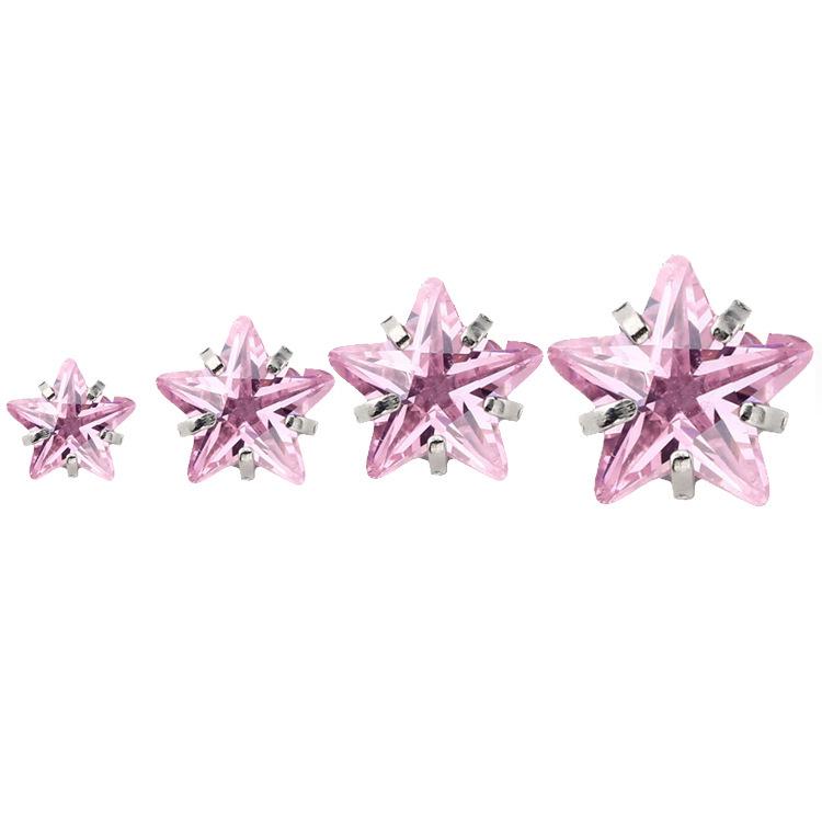 S999 Silver Pink Heart Zircon Earrings: Simple, Versatile Screwback Bone Studs with Sparkling Diamonds