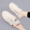 Thick-soled breathable little white shoes versatile women's shoes spring new leather round head mesh shoes casual sports board shoes